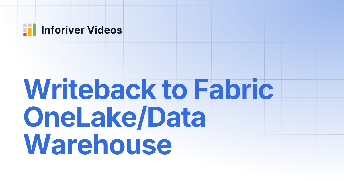 Writeback to Fabric OneLake/Data Warehouse | Inforiver Videos